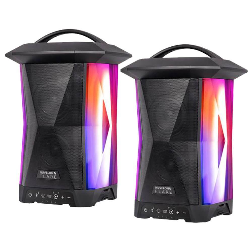 Bluetooth Speaker with Lights - Indoor / Outdoor - Nuvelon FLARE ® 2-Pack - Nuvelon